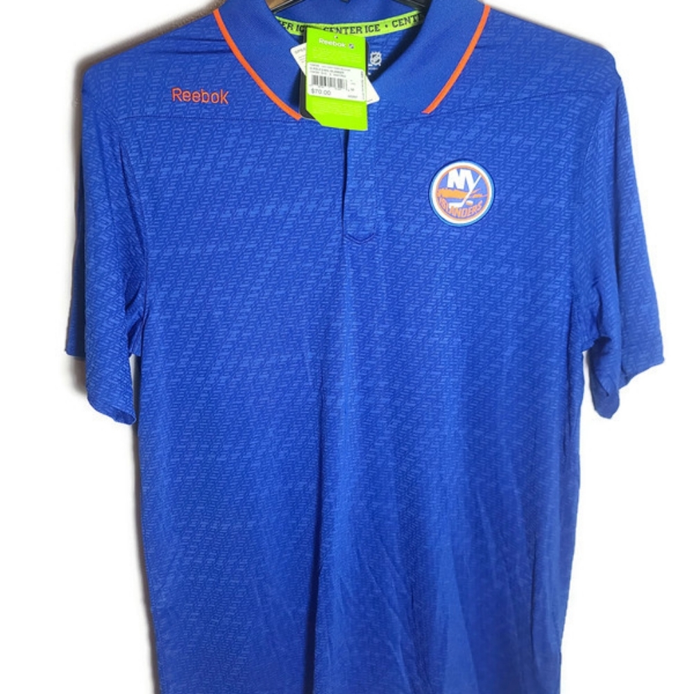REEBOK NEW YORK ISLANDERS CENTER ICE COLLECTION BLUE POLO 1243A MEN'S Size  MED